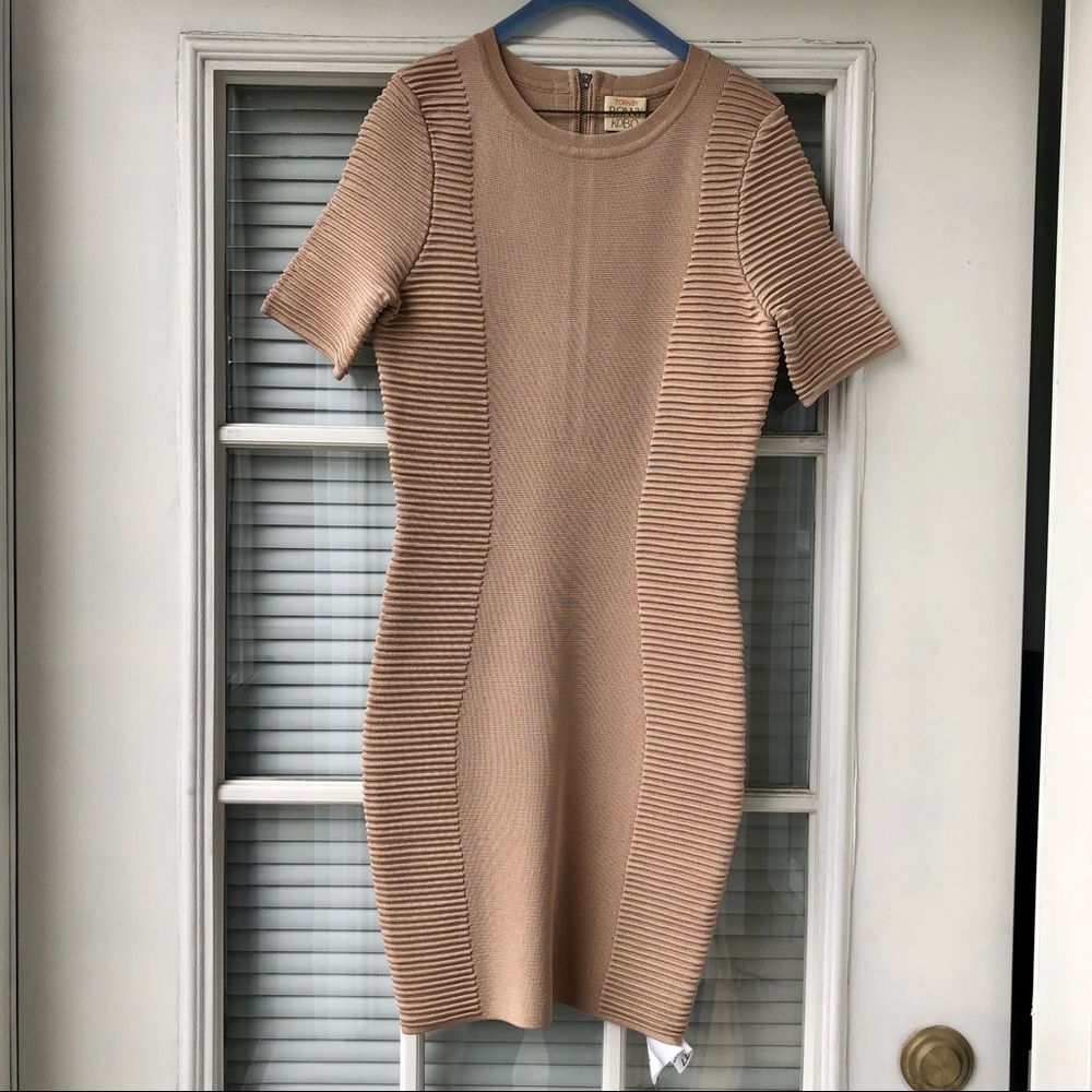 Tan Bodycon Dress - Torn by Ronny Kobo